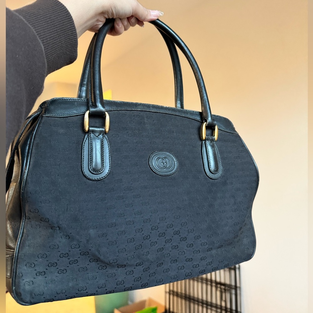 Rare Gucci Micro GG Monogram Canvas Black Bag